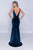 Nina Canacci - 2231 Sleeveless Chic V-neck Trumpet Dress in Blue