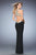 La Femme  - 22325 Gilded Lace Halter Gown In Black