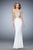 La Femme  - 22325 Gilded Lace Halter Gown In White