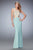 La Femme  - 22325 Gilded Lace Halter Gown In Blue and Green