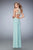 La Femme  - 22325 Gilded Lace Halter Gown In Blue and Green