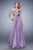 La Femme - Embellished Ruched Chiffon Keyhole Gown 22338 in Purple