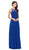 DANCING QUEEN - 2234 SLEEVELESS ILLUSION JEWEL LACE ORNATE PROM GOWN In Blue