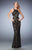 La Femme - 22341 Halter Lace Open Back Evening Dress In Black
