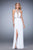 La Femme - 22347 Bedazzled Cutout A-line Dress In White