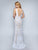 Nina Canacci - 2236 Lattice Sequined Plunging Sheath Gown In Ivory and Nude
