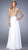 La Femme - 22372 Gold Lace Halter Chiffon Dress In White