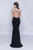 Nina Canacci - 2237 Bejeweled V-neck Trumpet Dress In Black