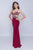 Nina Canacci - 2237 Bejeweled V-neck Trumpet Dress In Red