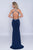 Nina Canacci - 2237 Bejeweled V-neck Trumpet Dress In Blue
