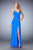 La Femme  - 22385 Ruched Empire Sheath Gown In Blue
