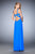 La Femme  - 22385 Ruched Empire Sheath Gown In Blue