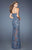 La Femme - 22397 Strapless Shimmering Lace Evening Gown in Blue