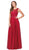 Dancing Queen - 2240 Bejeweled Lace Illusion A-Line Prom Gown In Red