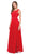Dancing Queen - 2240 Bejeweled Lace Illusion A-Line Prom Gown In Red