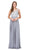 Dancing Queen - 2240 Bejeweled Lace Illusion A-Line Prom Gown In Silver