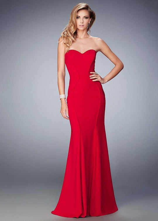 La Femme - 22401 Strapless Jersey Fitted Gown In Red