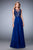 La Femme - 22407 Lace Illusion Bateau A-line Dress In Blue