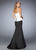 La Femme - 22418 Strapless Contrast Peplum Evening Gown In White and Black
