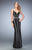 La Femme - 22419 Sleeveless Contrast Lines Jersey Gown In Black and White