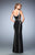 La Femme - 22419 Sleeveless Contrast Lines Jersey Gown In Black and White