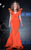 MNM Couture - 2241 Ruffled V-Neck Trumpet Dress in Orange