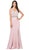 Dancing Queen - 2242 Beaded Fitted Halter Prom Dress with Slit in Pink
