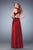 La Femme - 22439 Sequined Jewel A-line Dress in Red