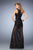 La Femme - 22441 Stripe Jewel Sheath Dress In Black