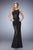 La Femme - 22441 Stripe Jewel Sheath Dress In Black