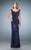 La Femme - 22445 Sequined Cap Sleeves Sheath Evening Gown In Blue
