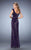 La Femme - 22445 Sequined Cap Sleeves Sheath Evening Gown In Purple
