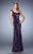 La Femme - 22445 Sequined Cap Sleeves Sheath Evening Gown In Purple