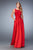 La Femme - 22446 Sleeveless Taffeta Lace Evening Gown In Red