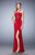 La Femme - 22463 Striped Illusion Detailed Gown In Red