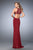La Femme - 22469 Embellished Halter Jersey Dress In Garnet