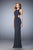 La Femme - 22469 Embellished Halter Jersey Dress In Gunmetal