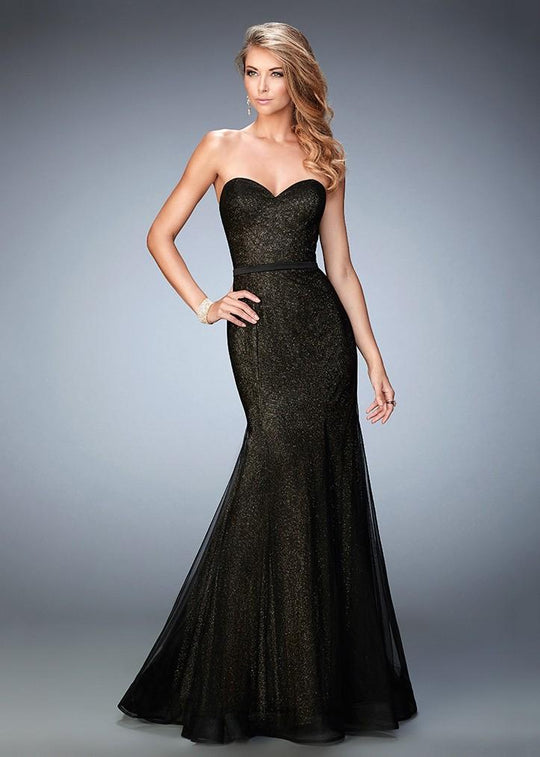 La Femme - 22481 Shimmering Strapless Mermaid Gown In Black