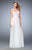 La Femme - 22484 Sheer and Polka Dot Evening Gown  In White and Pink