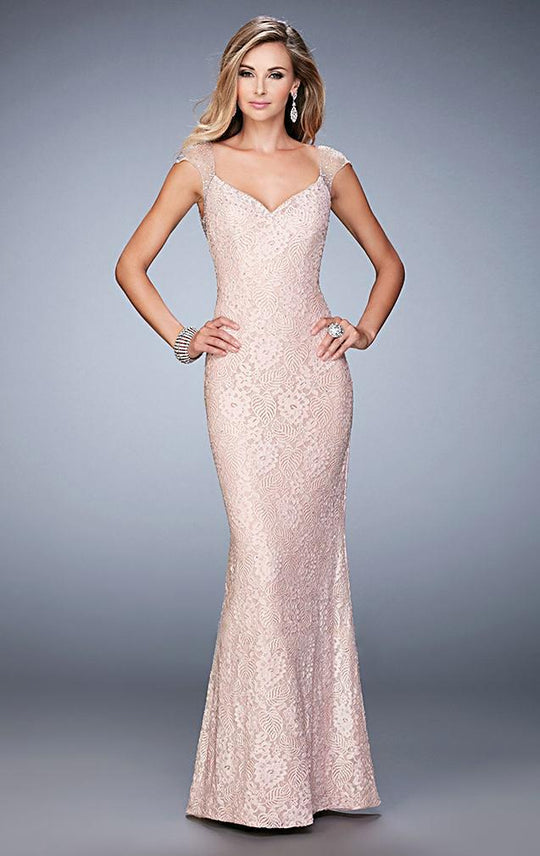 La Femme - 22493 Embellished Lace Evening Gown In Pink
