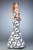 La Femme - 22494 Monochromatic Floral Print Evening Gown In Black and White