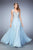 La Femme - 22499 Chiffon V-neck A-line Dress In Blue