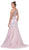Dancing Queen - 2250 Illusion Bateau Crystal Adorned Trumpet Prom Gown in Pink