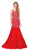 Dancing Queen - 2250 Illusion Bateau Crystal Adorned Trumpet Prom Gown in Red