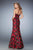 La Femme - 22507 Vivid Floral Print Strapless Evening Gown in Black and Multi-Color