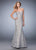 La Femme - 22511 Rosette Lace Mermaid Gown In Silver