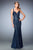 La Femme - 22514 Plunging Sweetheart Floral Lace Gown In Blue
