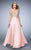 La Femme - 22517 Chiffon V-neck A-line Dress In Pink