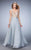 La Femme - 22517 Chiffon V-neck A-line Dress In Silver