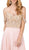 Dancing Queen - 2252 Cold Shoulder Sleeves Beaded A-line Prom Gown In Pink